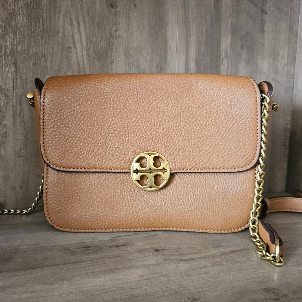 Tory Burch Chelsea Convertible Shoulder Bag Classic Tan Brown Chain Crossbody - Picture 2 of 12